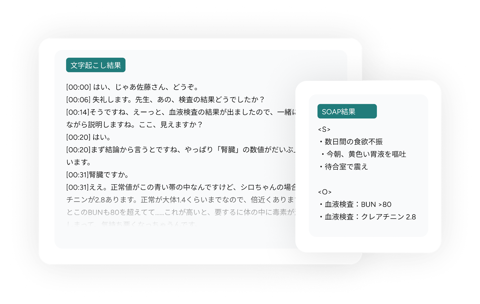 文字起こし・SOAP出力イメージ